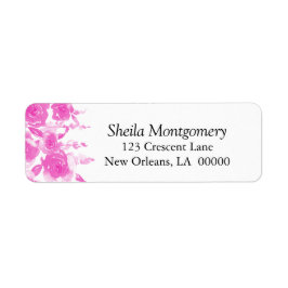 Etiqueta Bonito En Rosas De Acuarela Rosa