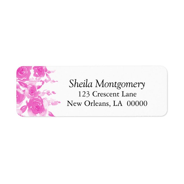 Etiqueta Bonito En Rosas De Acuarela Rosa (Frente)