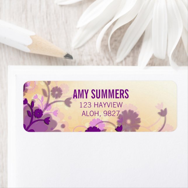 Etiqueta Bonito morado floral marrón (In situ)