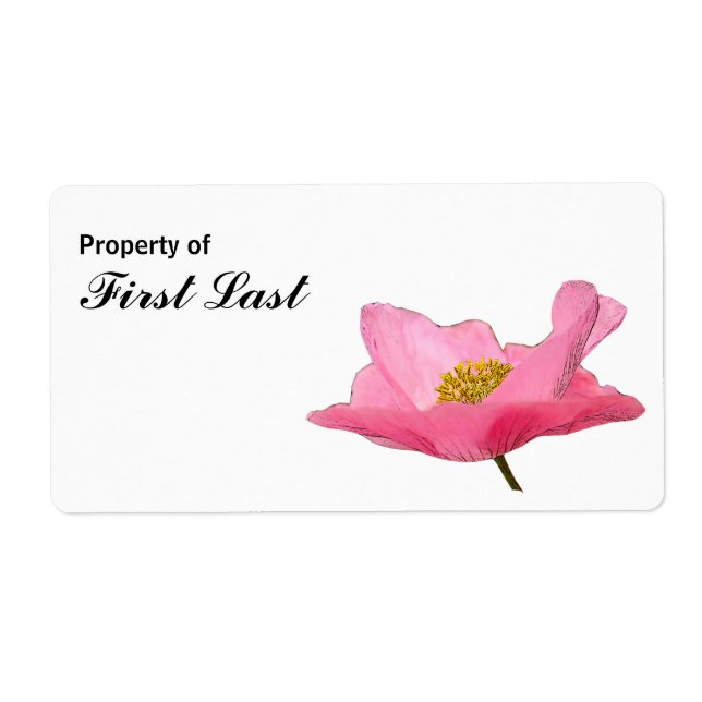 Etiqueta Bonito Personalizado de amapola rosa (Frente)