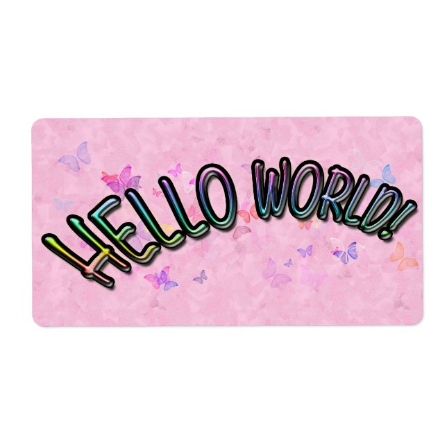 Etiqueta Bonito Rainbow Hello World (Frente)