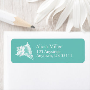 Etiqueta Bonito Seashell Aqua White