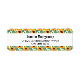 Etiqueta Bonito Sunflower Patrón amarillo y verde