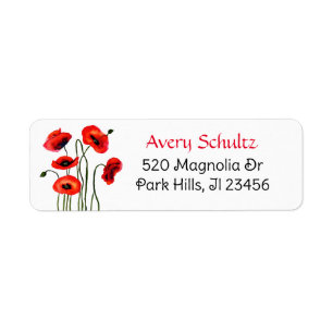 Etiqueta Bonito Watercolor Red Poppies