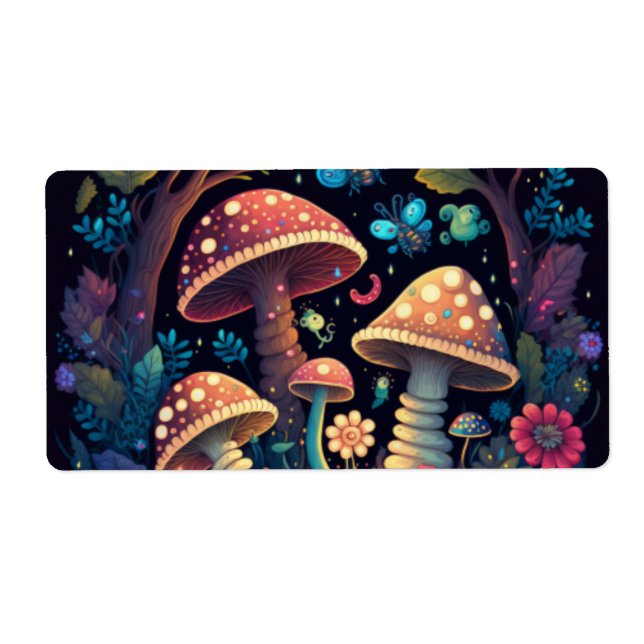 Etiqueta Bonitos hongos mágicos (Frente)