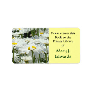 Etiqueta Book Tag Labels Private Library Daisy Flowers
