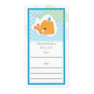 Etiqueta Bookplate de ballenas