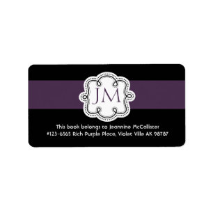 Etiqueta Bookplate negro y morado personalizado