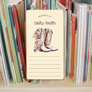 Etiqueta Boots de gallina blanca con flores propiedad de