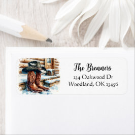 Etiqueta Boots de vaquero en la portada delantera en un día