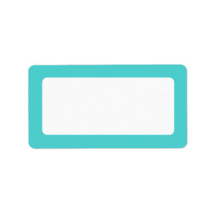 Etiqueta Borde azul acuático en blanco