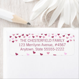 Etiqueta Borde de Corazones Rosados y Rojos