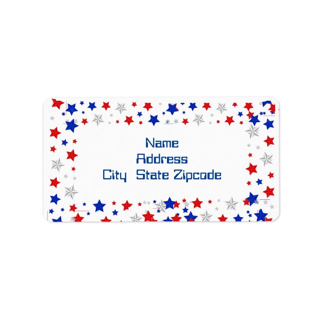 Etiqueta Borde de estrella patriótica ("Red, white & blue address style")