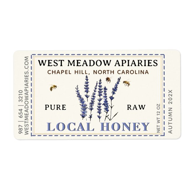Etiqueta Borde de lavanda y miel de abejas (Frente)