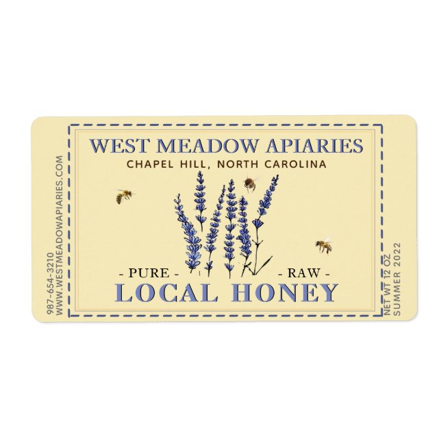 Etiqueta Borde de lavanda y miel de abejas (Frente)