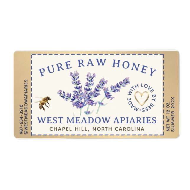 Etiqueta Borde de lavanda y miel de abejas (Frente)