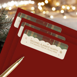 Etiqueta Borde de Navidad con Ribete de Tartán ID1141A