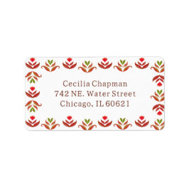 Etiqueta Borde floral de arte folclórico lindo otoño rústic