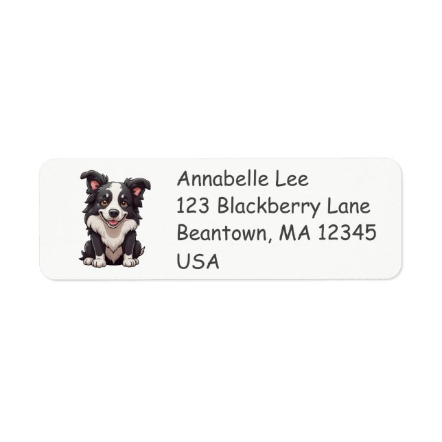 Etiqueta Border Collie adorable (Frente)