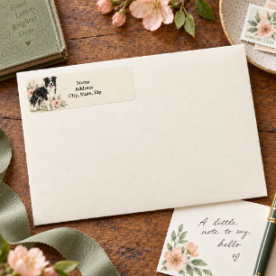 Etiqueta Border Collie Personalizado con Acuarela