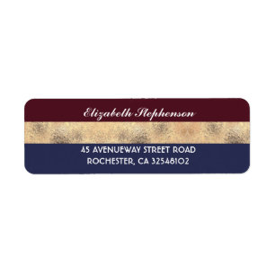 Etiqueta Borgoña Oro y la Marina tira a Boda moderno