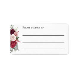Etiqueta Borgoña Roses Roses Floral Watercolor Boda