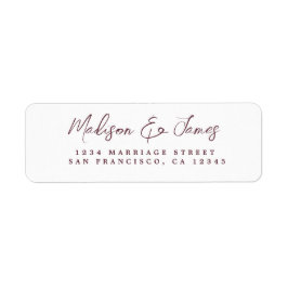 Etiqueta Borgoña Script Elegant Wedding Return Address