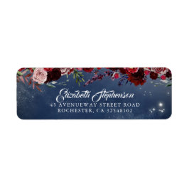 Etiqueta Borgoña y Boda floral azul de la Marina