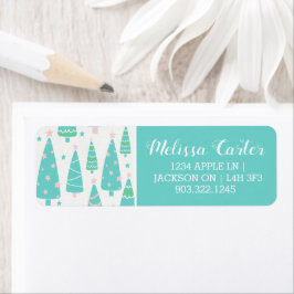 Etiqueta Bosque de árboles de Navidad Pastel