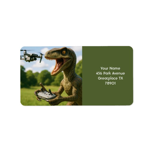 Etiqueta Bosque de drones de dinosaurios (Frente)