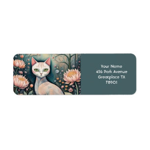 Etiqueta Bosque de flores de gatos ricas de fantasía