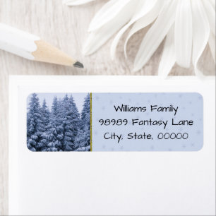 Etiqueta Bosque de invierno mágico - azul, personalizado
