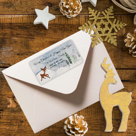 Etiqueta Bosque de nieve con Navidades de venados