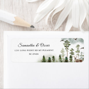 Etiqueta Bosque verde natural moderno   Árboles acuarelas