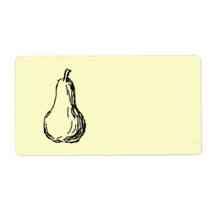 Etiqueta Bosquejo de la pera. Línea ilustracion en negro