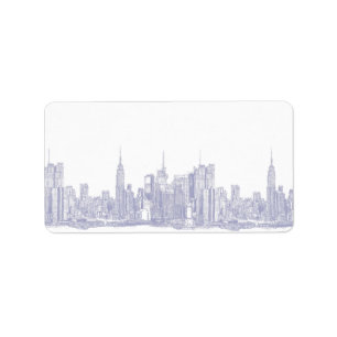 Etiqueta Bosquejo de NYC en azul claro