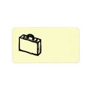 Etiqueta Bosquejo del caso. Negro y crema. Maleta, cartera