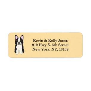 Etiqueta Boston Terrier beige
