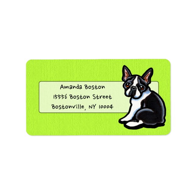 Etiqueta Boston Terrier Profile Studio Casual Lime (Frente)