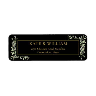 Etiqueta Botanical Greenery Watercolour Leaves Address