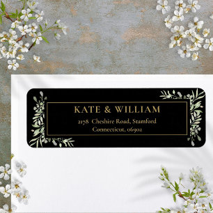 Etiqueta Botanical Greenery Watercolour Leaves Address