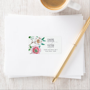 Etiqueta Botánico Gris Verde Floral Boda