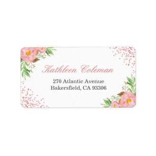 Etiqueta Botánico Romántico Moderno Floral Rosa Confeti Pun