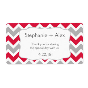 Etiqueta Botella de agua Crimson Gray Chevron - ¡personaliz