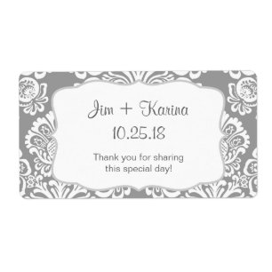 Etiqueta Botella de agua de Damasco gris y blanco - ¡person