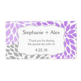 Etiqueta Botella de agua de Mamá gris y lavanda - personali