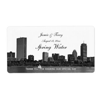 Etiqueta Botella de agua H #2 Etched Boston Skyline