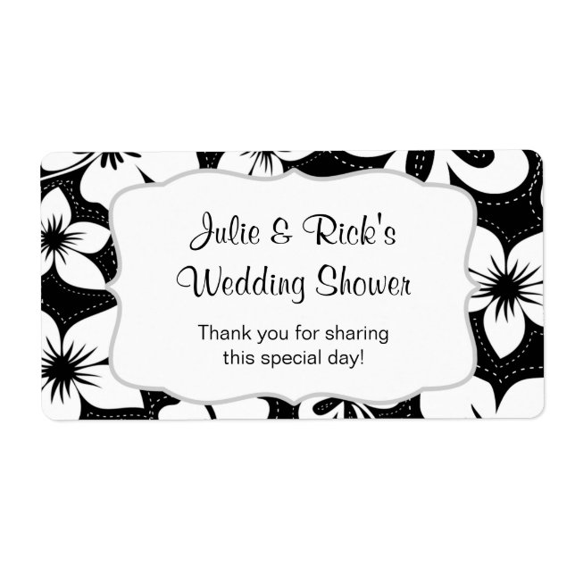 Etiqueta Botella de agua tropical blanca negra - ¡personali (Frente)