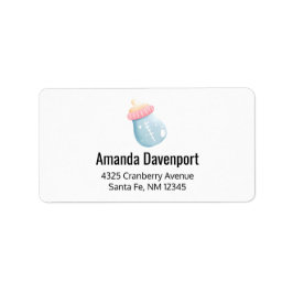 Etiqueta Botella de bebé azul y rosa