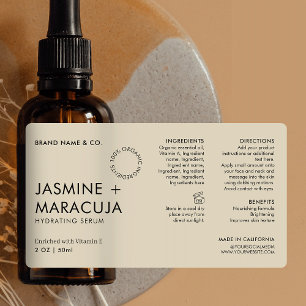 Etiqueta Botella de gotero cosmético orgánico moderno minim